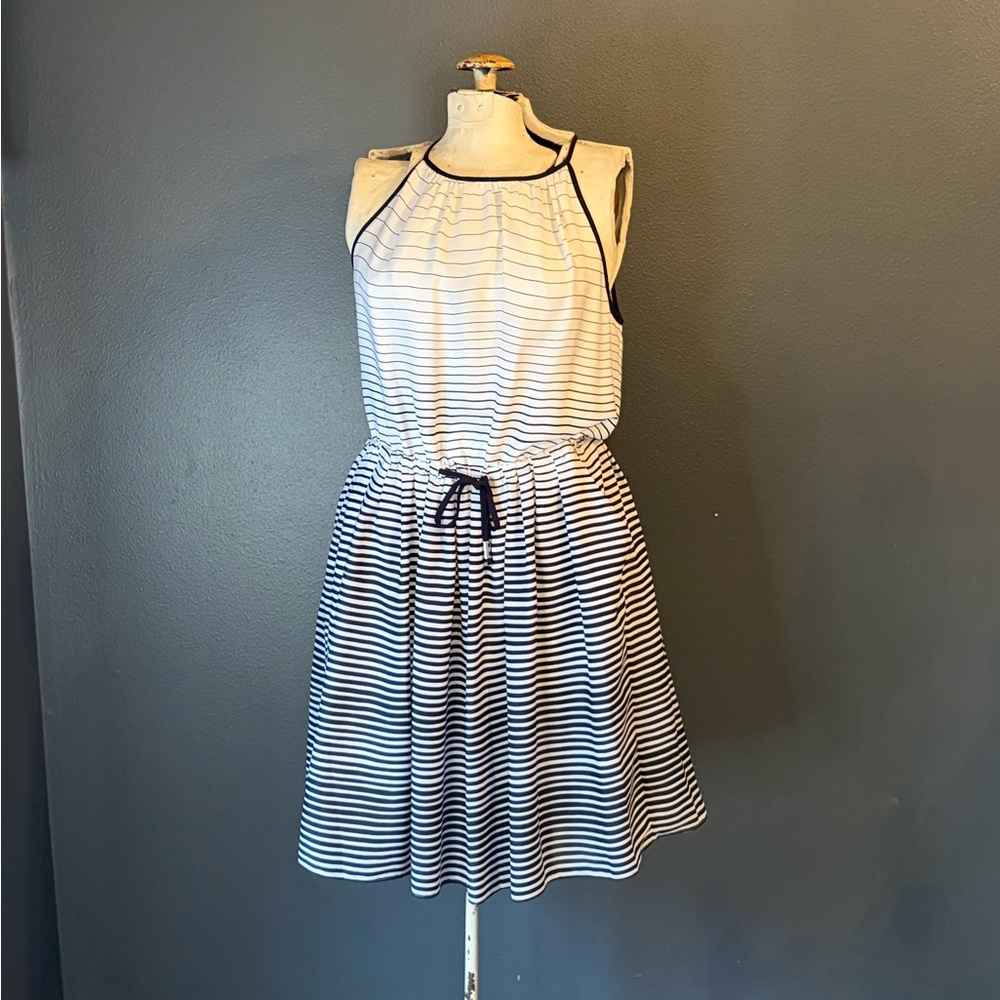 Banana Republic Black White Striped Halter Sleeveless Dress Sz 6